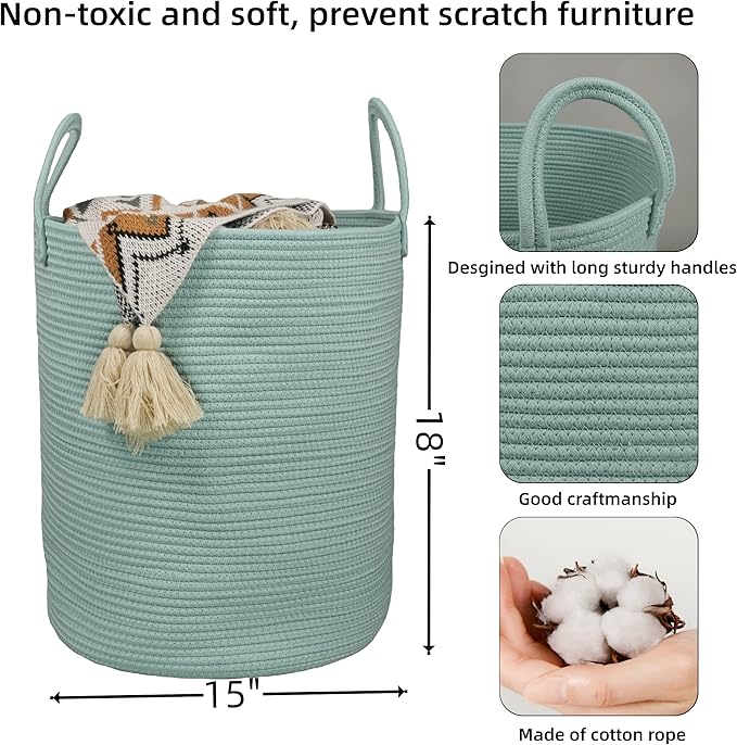 Cotton Rope Laundry Basket Hamper - Image 2