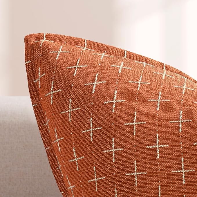 ZWJD Pillow Covers 24x24 Set of 2 Soft Fall Decor Polyester Textured Pillow - Image 2