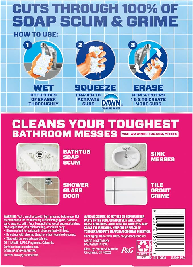 Mr. Clean Magic Eraser Sponge, Bathroom Cleaner, Soap Scum Shower & Tub Cleaner - Image 13
