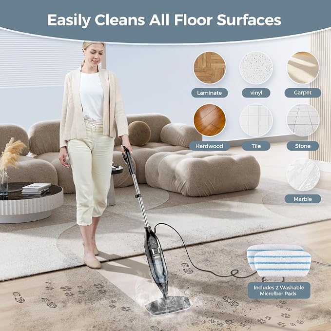 Steam Mop, 12-in-1 Powerful Handheld Steam Cleaner Detachable Steam Mops - Image 7