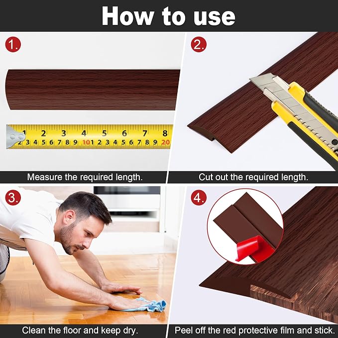 20Ft Carpet Floor Transition Strip, Self Adhesive Floor Edging Trim Strip - Image 6