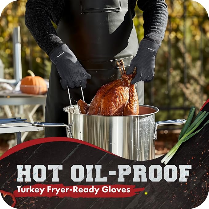 KITCHEN PERFECTION S Silicone Smoker Oven Gloves -Extreme Heat Resistant BBQ - Image 5