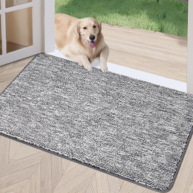 REFETONE Doormat, Indoor Absorbent Non Slip Dark Grey Doormat, Resist Dirt by Refetone