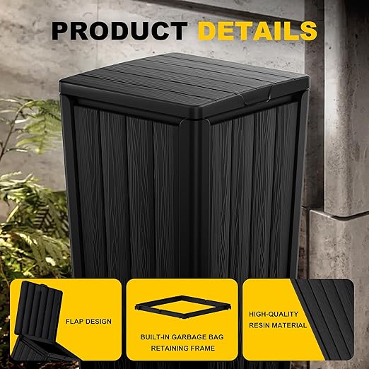 EasyUp Outdoor Trash Can with Lid, Waterproof and Sunscreen Resin Garbage Cans - Image 5