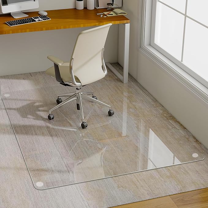 GLSLAND 47"x40" Tempered Glass Chair Mat Heavy-Duty Floor Protector - Image 8