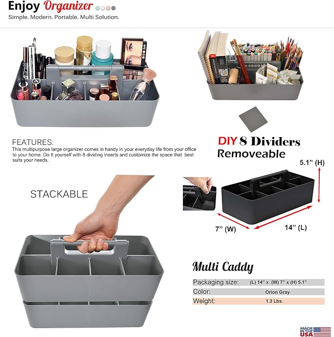 2 PACK - Portable DIY 8 Dividers Durable Plastic Tote Tool & Supply Cleaning - Image 2
