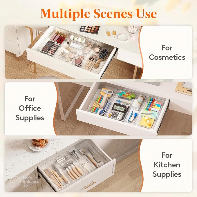 12-Pack Clear Plastic Drawer Organizer Trays – Multi-Use Acrylic Storage Bins - Image 4