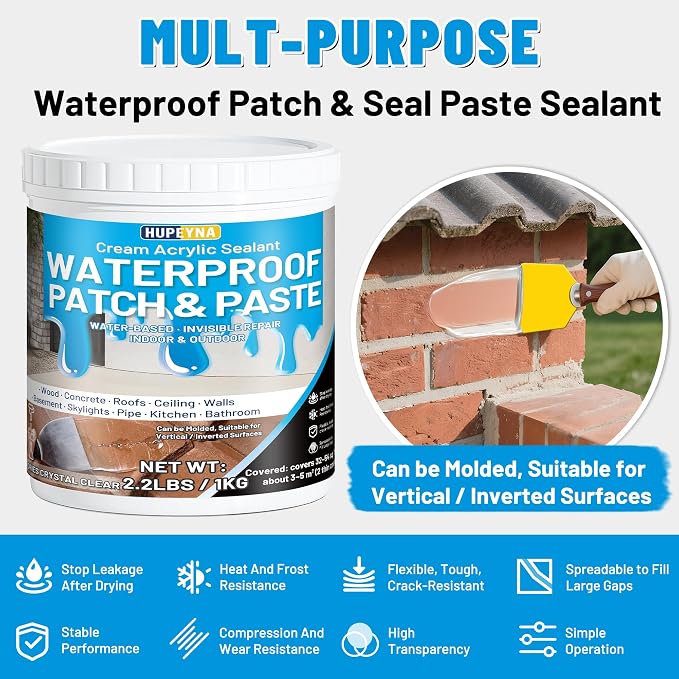 Waterproof Patch & Seal Rubberized Sealant Paste, 2.2lbs Anti-Leakage Clear - Image 7