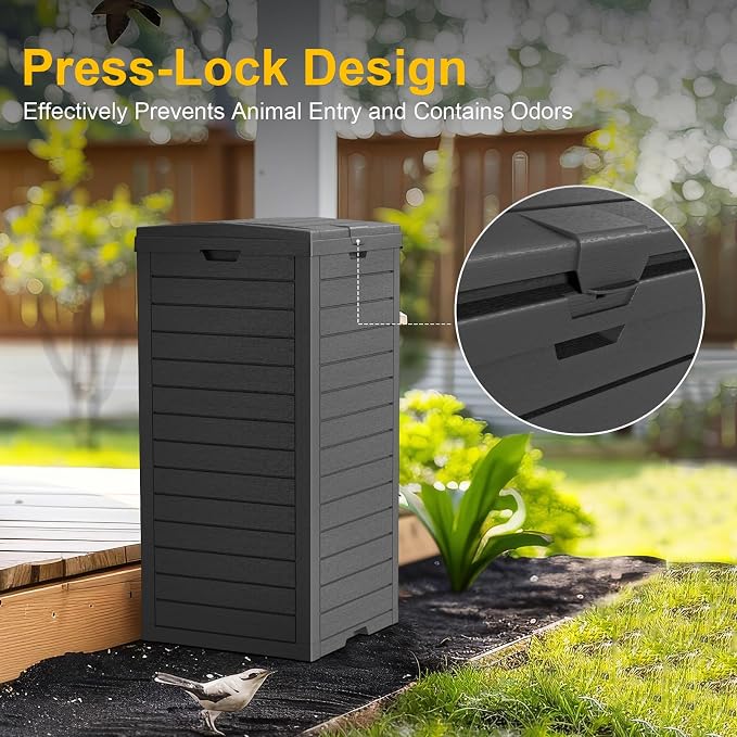 Outdoor Trash Can Waterproof Resin Garbage Bin, 31 Gallon - Image 6