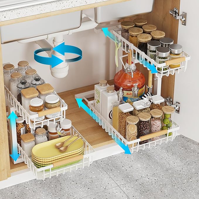 Under Sink Organizer, 2 Tier Slide Out Under Sink Organizers and Storage - Image 3