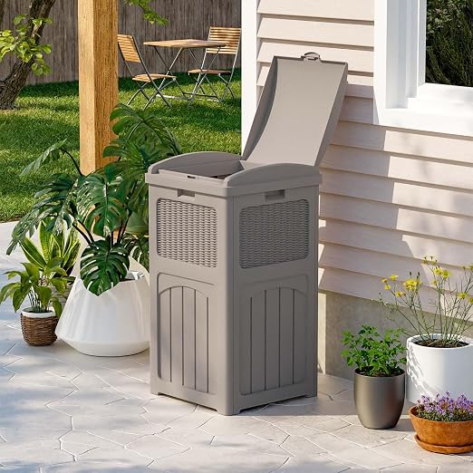 Patiowell 36 Gallon Outdoor Trash Can, Resin Outdoor Garbage Can - Image 3