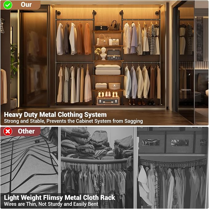 Aheaplus Industrial Pipe Clothing Rack, Reversible 6.42FT Clothes Rack - Image 6