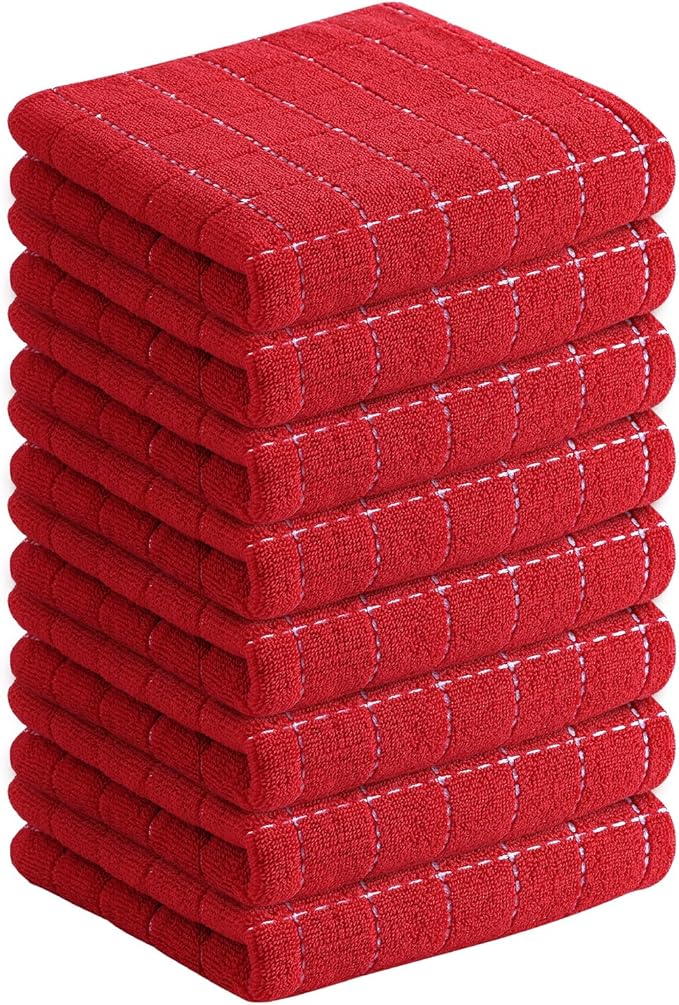 Homaxy 100% Cotton Terry Kitchen Towels, Checkered Designed, Soft and Super by Homaxy