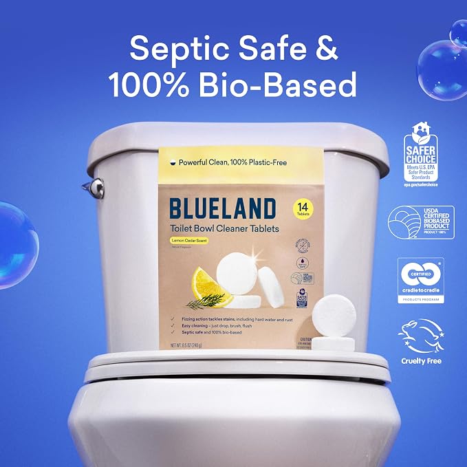 BLUELAND Toilet Bowl Cleaner Tablets, Lemon Cedar, Plastic-Free, No Harsh - Image 6
