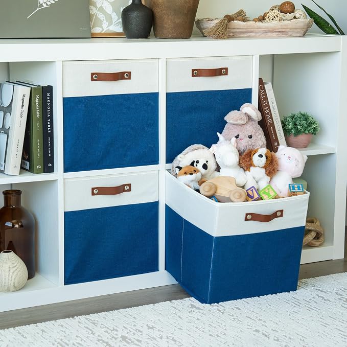 OrganiHaus 13x13 Cube Fabric Storage Bins Set of 4, Fabric Storage Cubes w/ - Image 3