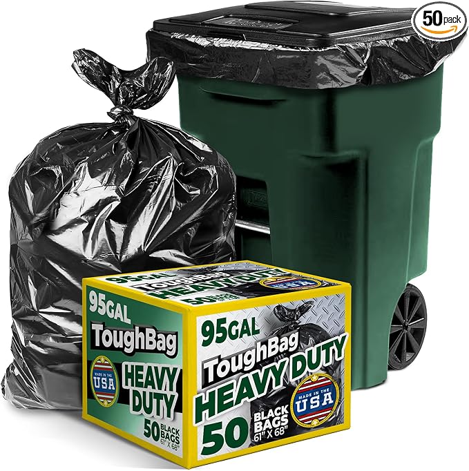 ToughBag 95-96 Gallon Trash Bags Heavy Duty, 100 Gallon Can Liners by ToughBag