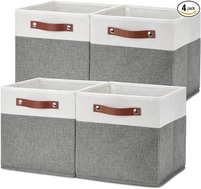 Temary Cube Storage Bins 4 Pack Storage Cubes 11×11 Fabric Storage Bins by TEMARY