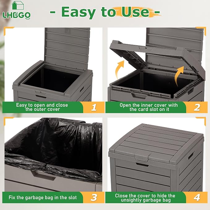 Outdoor Trash Can, 2 Set of 31 Gallon Garbage Can - Image 5