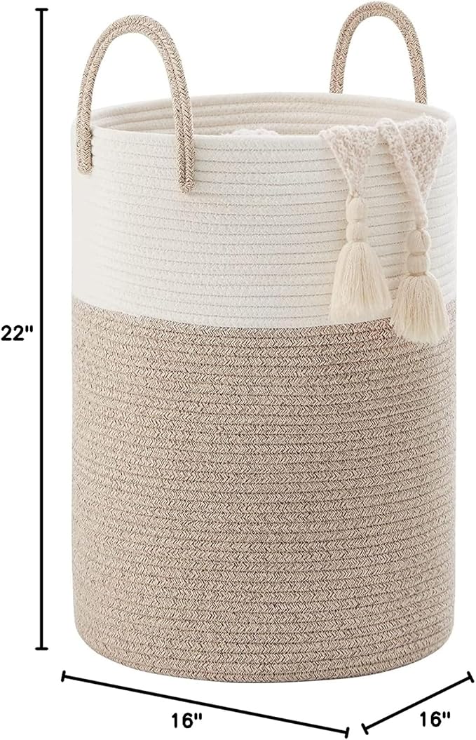 YOUDENOVA Woven Rope Laundry Hamper Basket, 72L Tall Luandry Basket, Baby - Image 9
