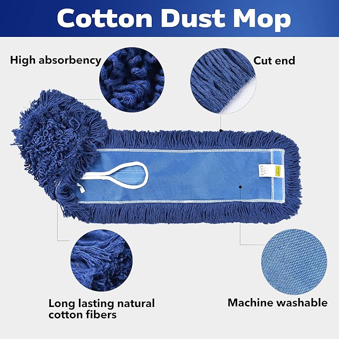 MATTHEW CLEANING 24'' Industrial Strength Cotton Dust Mop Refill Washable - Image 3