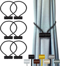 Hion Magnetic Curtain Tiebacks Black 6 Pack, Curtain Tiebacks Buckles Holdbacks by Hion