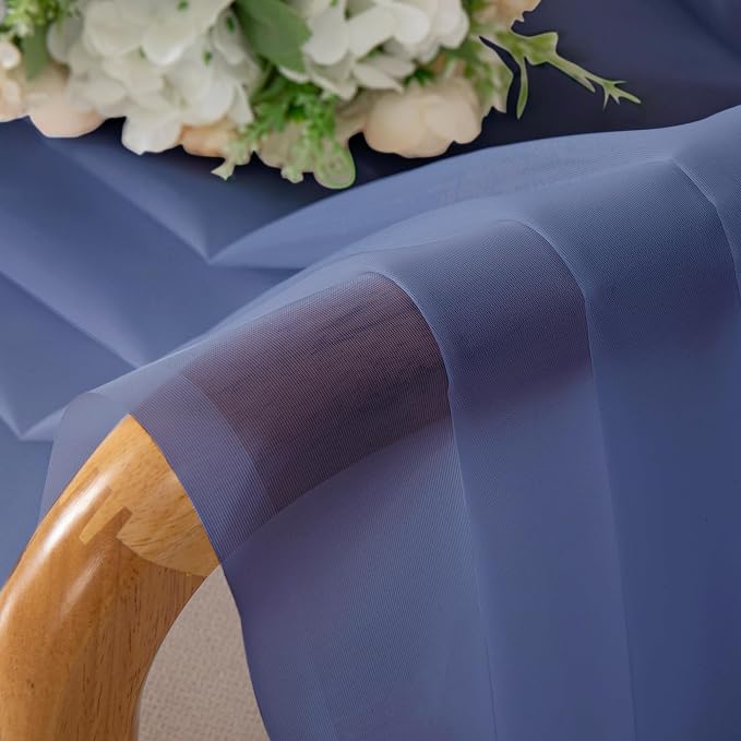 Chyhomenyc Royal Blue Sheer Curtains 63 Inch Length 2 Panels, Rod Pocket Solid - Image 3