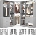 Corner Closet System with 5 Drawers, Closet Organizer System with 15+Shelvess & by Besiost