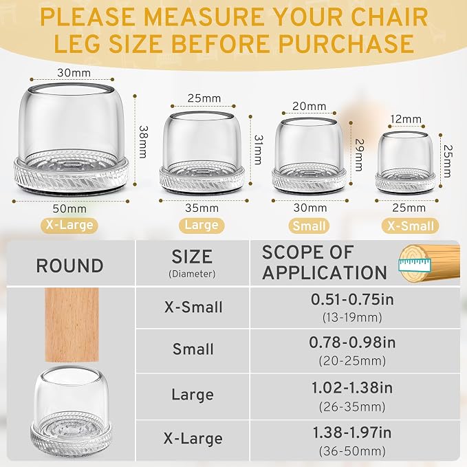 24PCS Extra Small Chair Leg Floor Protectors, Furniture Sliders, Chair Leg - Image 3