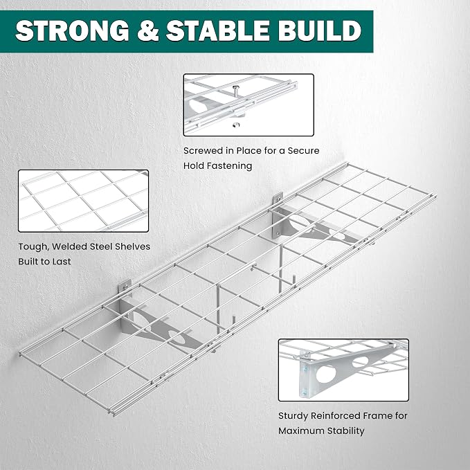 EVERHANGER Garage Wall Shelves, 12 X 48 Inch Wall Mounted Storage Shelves - Image 5