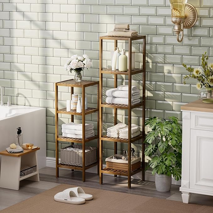 SMIBUY Bathroom Storage Shelf, 4-Tier Bamboo Rack Organizer - Image 4