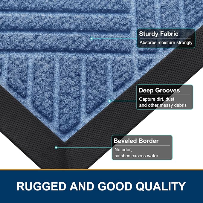 Smiry Front Door Mat Outside Entrance, Heavy Duty Outdoor Indoor Natural Rubber - Image 4