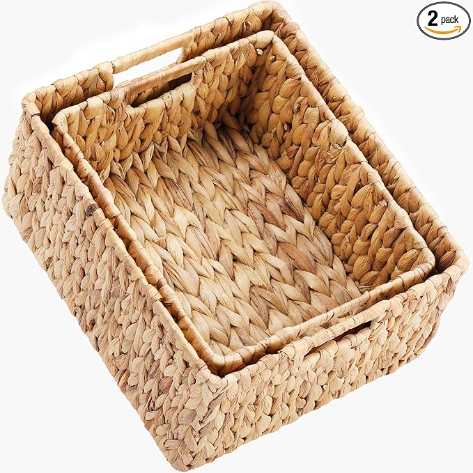 HOONEX Water Hyacinth Storage Baskets, Wicker Baskets by HOONEX