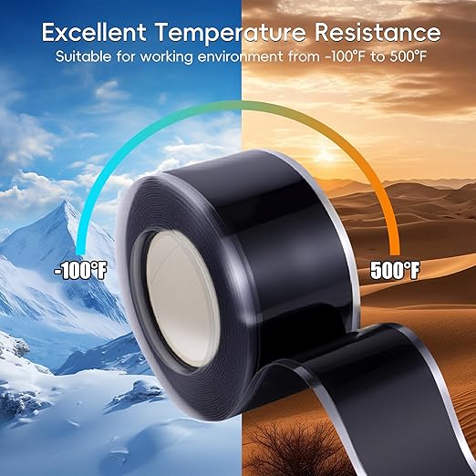 Self Fusing Silicone Tape 2 Rolls 1 in x 10' Black Waterproof Rescue Tape - Image 4