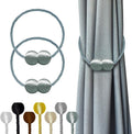 Hion Magnetic Curtain Tiebacks Gray Blue 2 Pack, Curtain Tiebacks Buckles by Hion