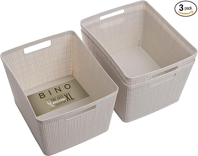 BINO Woven Plastic Basket | Large, Space-Saving Storage, Stylish Design | by BINO