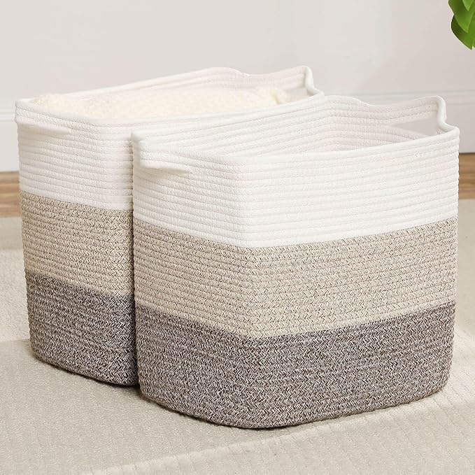 Medium and Large Woven Basket//With Handle, Used by Laughbird