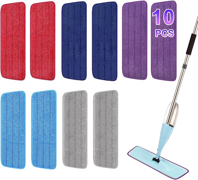 10 Pack 16.5 inch Reusable Mop Pads Microfiber Spray Mop Replacement Heads by H-Gamely