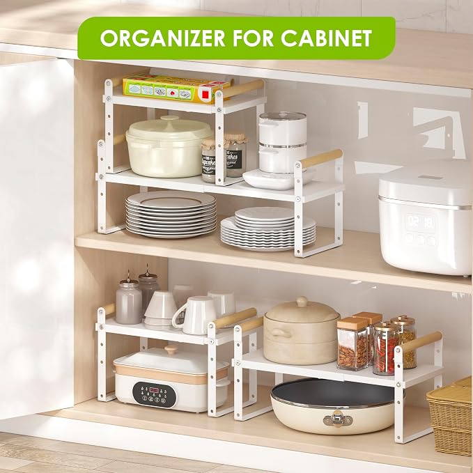 DOLALIKE Expandable kitchen Countertop Organizer, Stackable Cabinet Shelf - Image 5