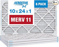 Aerostar 10x24x1 MERV 11 Pleated Air Filter, AC Furnace Air Filter, 6 Pack by AirFiltersDelivered
