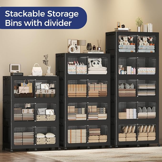 120GAL Storage Bins with Lid and Wheels, Stackable Closet Organizers and - Image 7