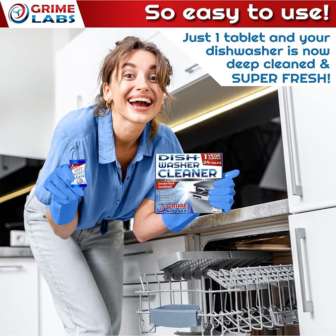 Dishwasher Cleaner Deodorizer Descaler Tablets, 24 pack Heavy Duty Deep Clean - Image 2