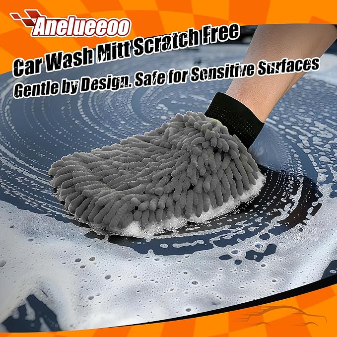 Car Wash Mitt Microfiber, Premium Chenille Microfiber Wash Car Mitts Sponge - Image 4