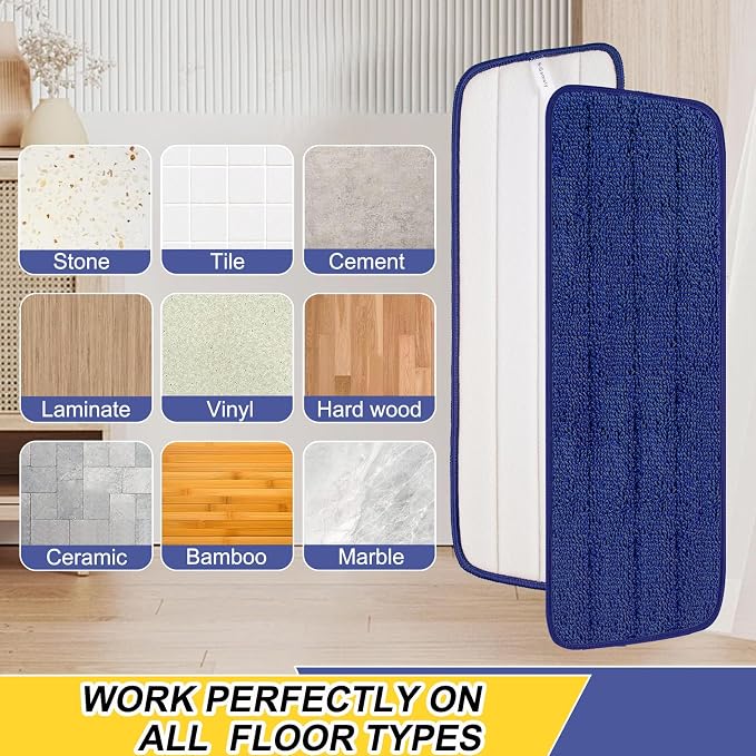 8 Pack 16.5 inch Reusable Mop Pads Microfiber Spray Mop Replacement Heads - Image 4