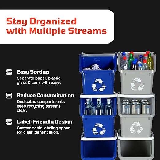 6 Gallon Stackable Recycling Bins - Image 4
