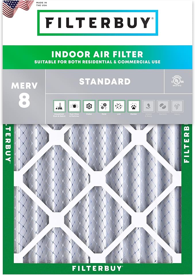 Filterbuy 25x29x4 Air Filter MERV 8 Dust Defense Replacement, Electrostatic by Filterbuy