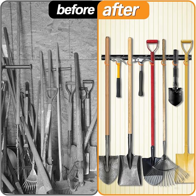 3-H 24×16" All Metal Garden Tool Organizer, Garage Tool Organizer, Broom Holder - Image 7