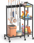 Broom Holder with Cleaning Supplies Organizer, Broom Closet Storage Cabinet by Olakee