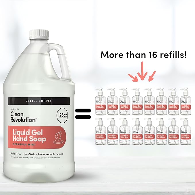 Clean Revolution Liquid Gel Hand Soap, Silky Rich Liquid, Quick Lather - Image 5