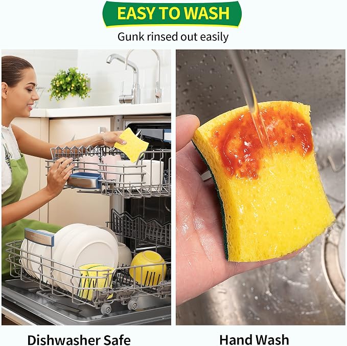 HOMERHYME Heavy Duty Scrub Sponge 24 Pack, Eco Cellulose Kitchen Dish Sponge - Image 5