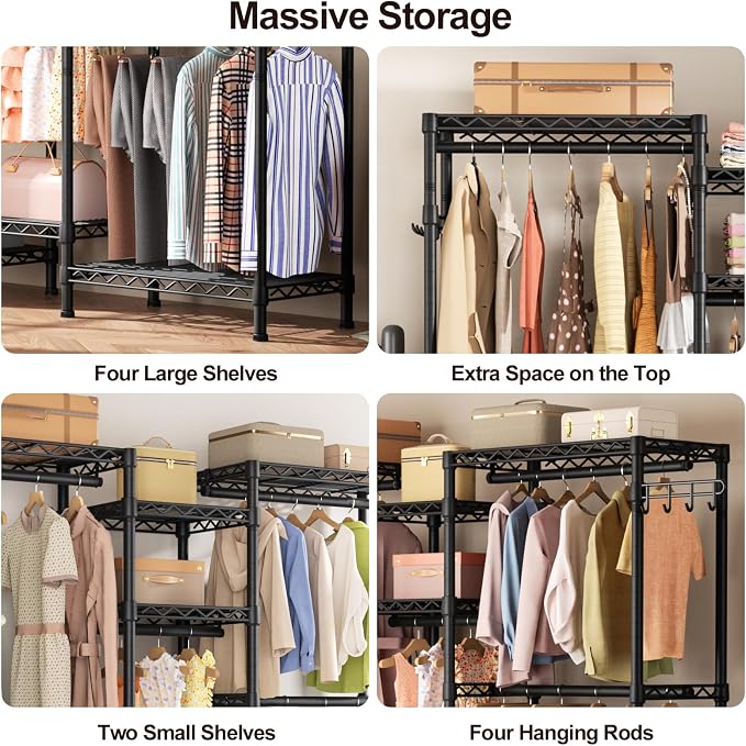 Heavy Duty Garment Rack Large Clothes Rack, Freestanding Closet Portable - Image 8